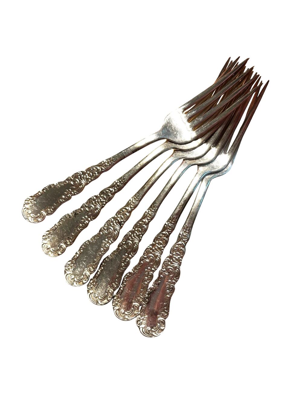 Antique IS Silverplated dinner forks matching set (6) Florida pattern circa 1894